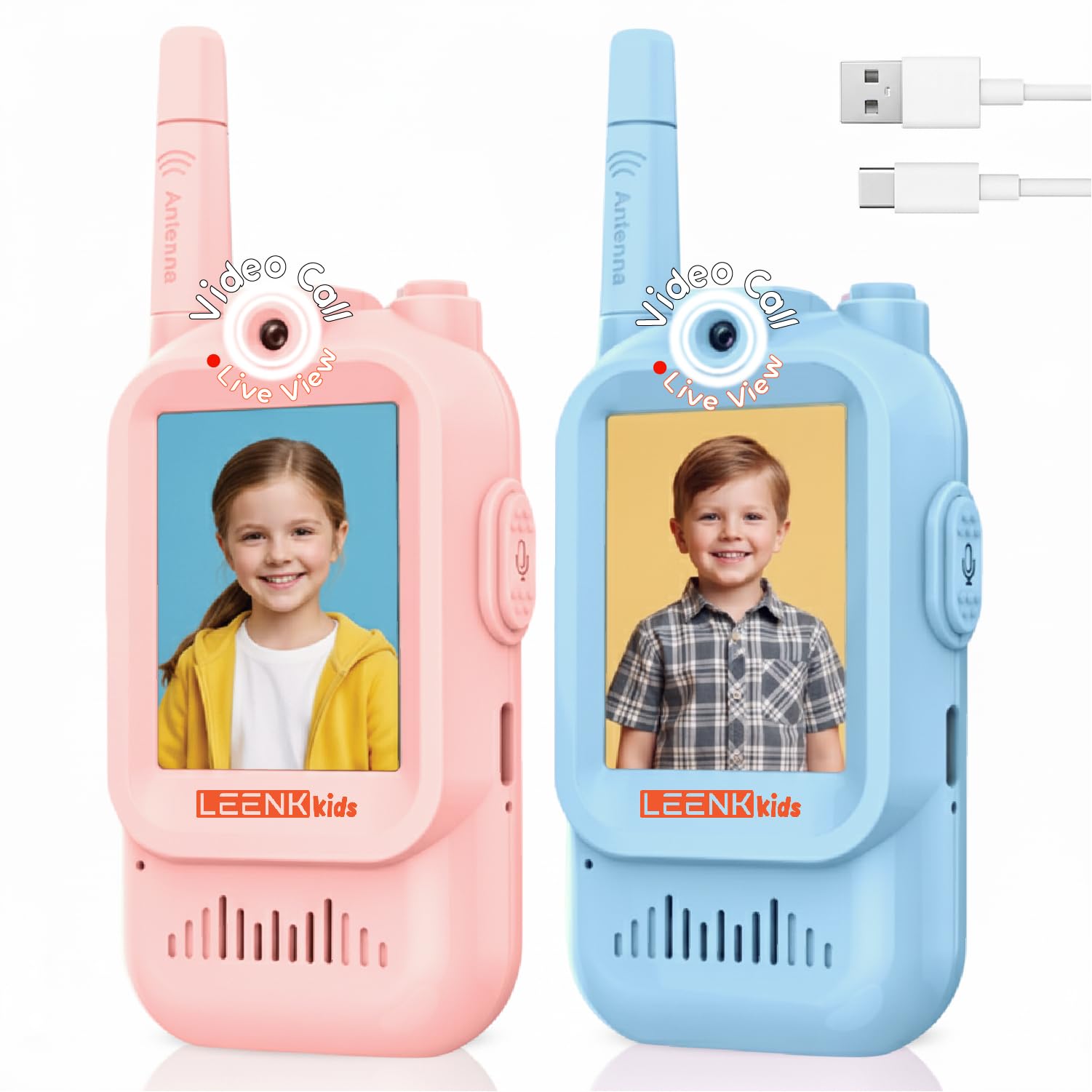 Video Walkie Talkies for Kids 2 Pack (Blue & Pink)