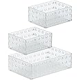 Like-it | Bricks Set 90012 | Stackable Bins | Storage Bins for Kitchen Gadgets Utensils, Office, Makeup, Bedroom | 2 Pieces of Small Bins and 1 Piece of Medium Size bin | Tr. White |