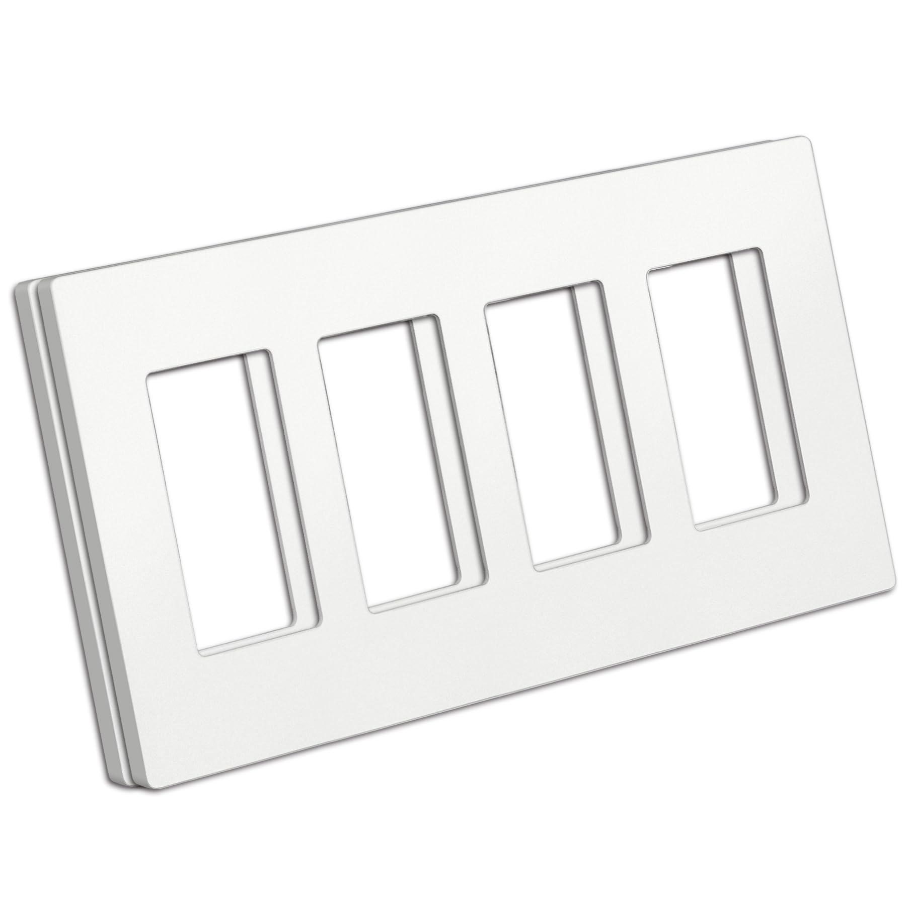 Photo 1 of BESTTEN (2 Pack) USWP4 Matte White Series 4-Gang Screwless Wall Plate, Decorator Outlet Cover, for Light Switch, Dimmer, USB, GFCI, Receptacle, H4.69” x W8.35”