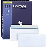 Columbian #9 Security Envelopes, 500 Pack, No Window Self Seal Envelopes for Business Mailings, 3-7/8" x 8-7/8", Durable 24 lb White Paper
