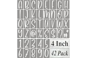 REOLAN 4 Inch Alphabet Letter Stencils for Painting - 42 Pack Letter and Number Stencil Templates with Signs for Painting on Wood, Reusable Letters and Numbers Stencils for Chalkboard Wood Signs & Wall Art