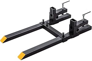 Atatod Pallet Forks Clamp On for Tractor Bucket w/Adjustable Stabilizer Bar -43" 2000lbs Capacity Max Tractor Bucket Forks（43inch Total Length）
