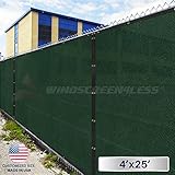 4' x 25' Privacy Fence Screen in Green with Brass Grommet 85% Blockage Windscreen Outdoor Mesh Fencing Cover Netting Fabric - Custom Size Available
