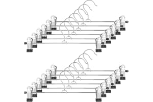 GoodtoU Skirt Pant Hangers 12 Pack – 12 Inch Slim Metal Hanger with Clips for Shorts Skirt – Non Slip, Adjustable, Heavy Duty