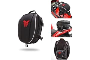 Motorcycle Seat Tail Bag Backpack - Dual Waterproof Luggage Bag Seat Bag Motorbike Saddle Bags Multifunctional Bags（Red)