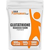 BulkSupplements.com Glutathione Reduced Powder - Glutathione Supplement, Reduced Glutathione Powder - Glutathione 500mg, Gluten Free, 500mg per Serving, 500g (1.1 lbs) (Pack of 1)