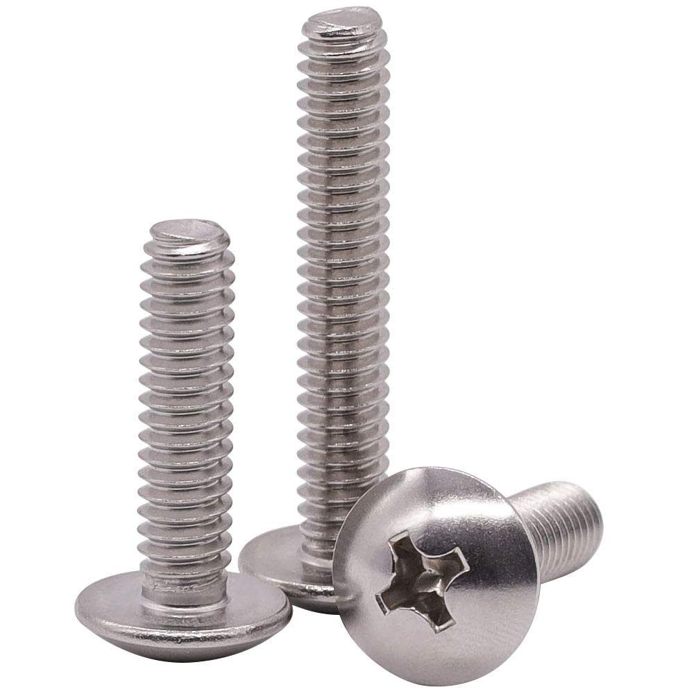 Photo 1 of M4-0.7 x 20mm Truss Head Machine Screws, 304 Stainless Steel 18-8, Phillips Drive, Mushroom Head Machine Screws, Full Coarse Thread UNC, 100 PCS