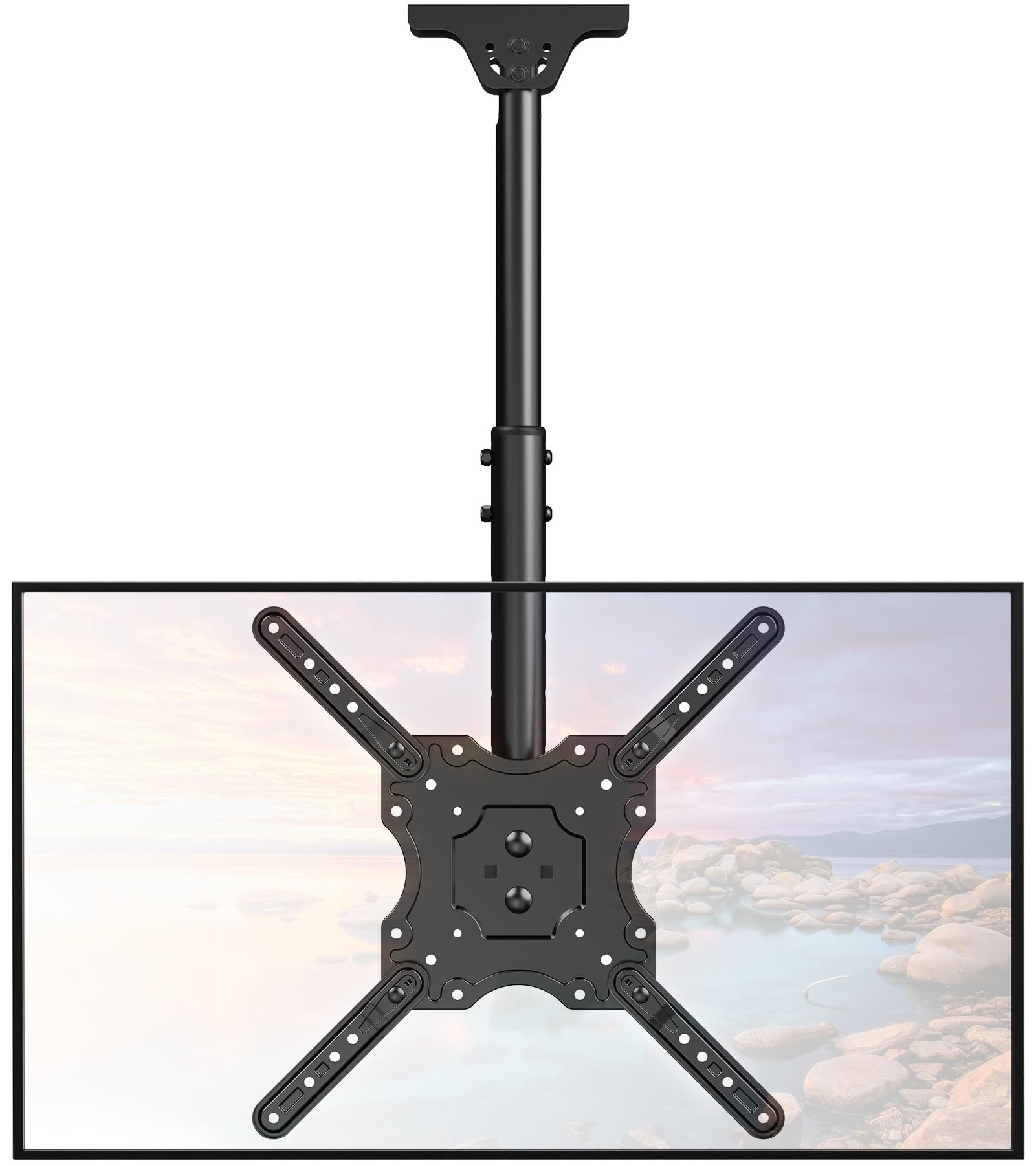 ELIVED Ceiling TV Mount Fits Most 26-65 Inch LED, LCD OLED Flat Screen TVs, Full Motion Height Adjustable, Swivel and Tilt TV Bracket, Max VESA 400x400mm, Holds up to 99 lbs. Image