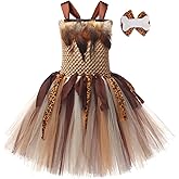 IWEMEK Kids Girls Halloween Cavegirl Costume Tulle Cosplay Princess Birthday Party Dress up with Hair Bow Role Play Costume