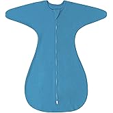 ZIGJOY Baby Transitional Swaddles for Newborns: 0.5 Tog Arms Up Sleep Sack 3-6-12 Months Soft Cotton Shark Fin 2 Way Zipper