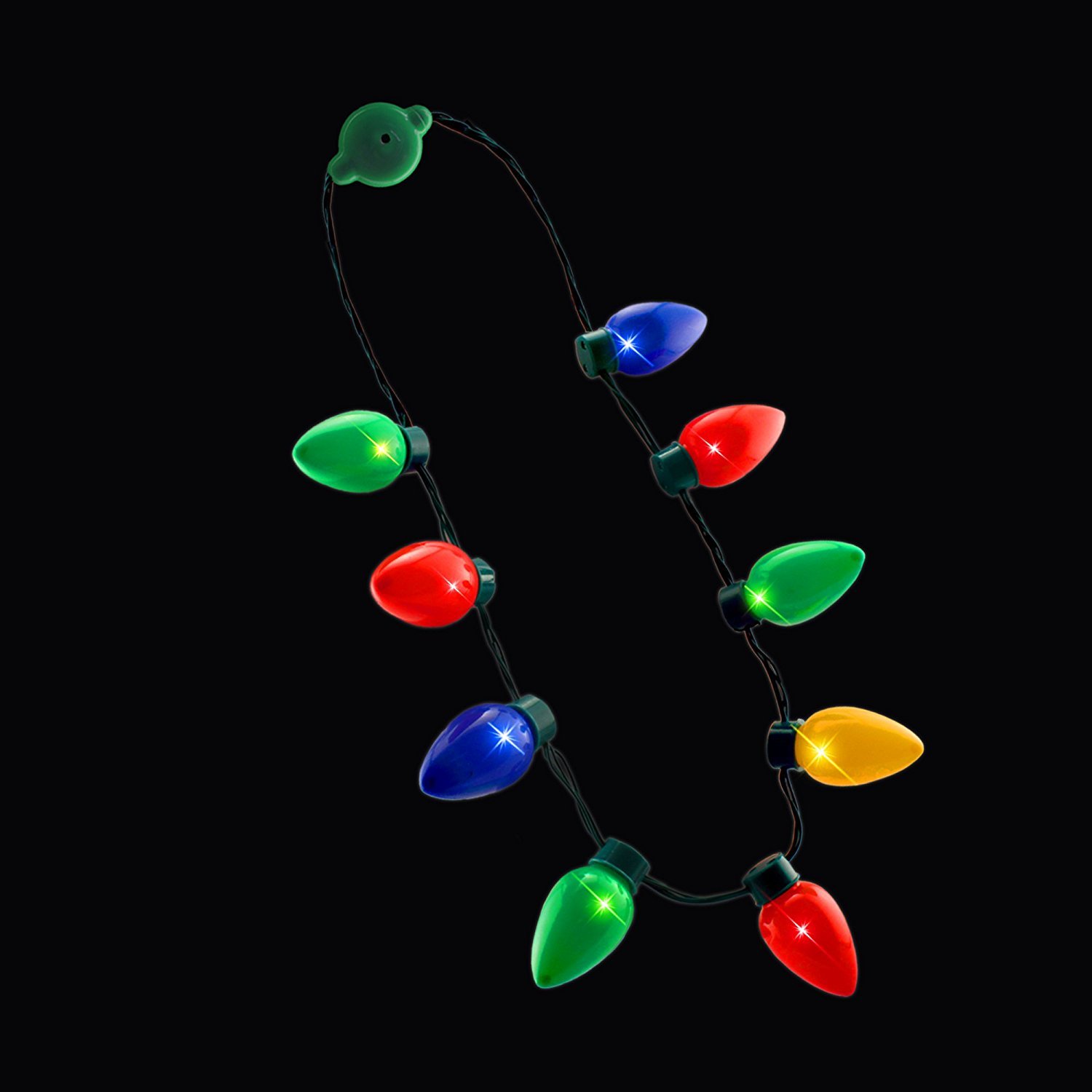 Windy City Novelties 4 Pack LED Light Up Christmas Bulb Necklace with 6 Dynamic Light Modes – Flashing Holiday Accessories for Parties, Parades & Festive Events - Bulk