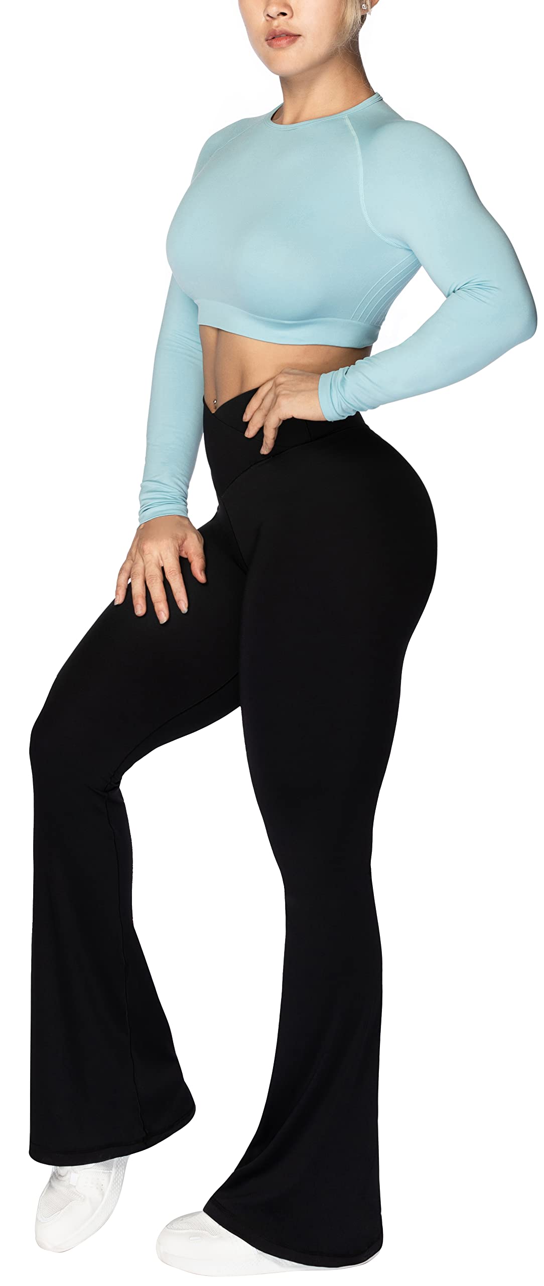 Sunzel Flare Leggings, Crossover Yoga Pants for Women with Tummy