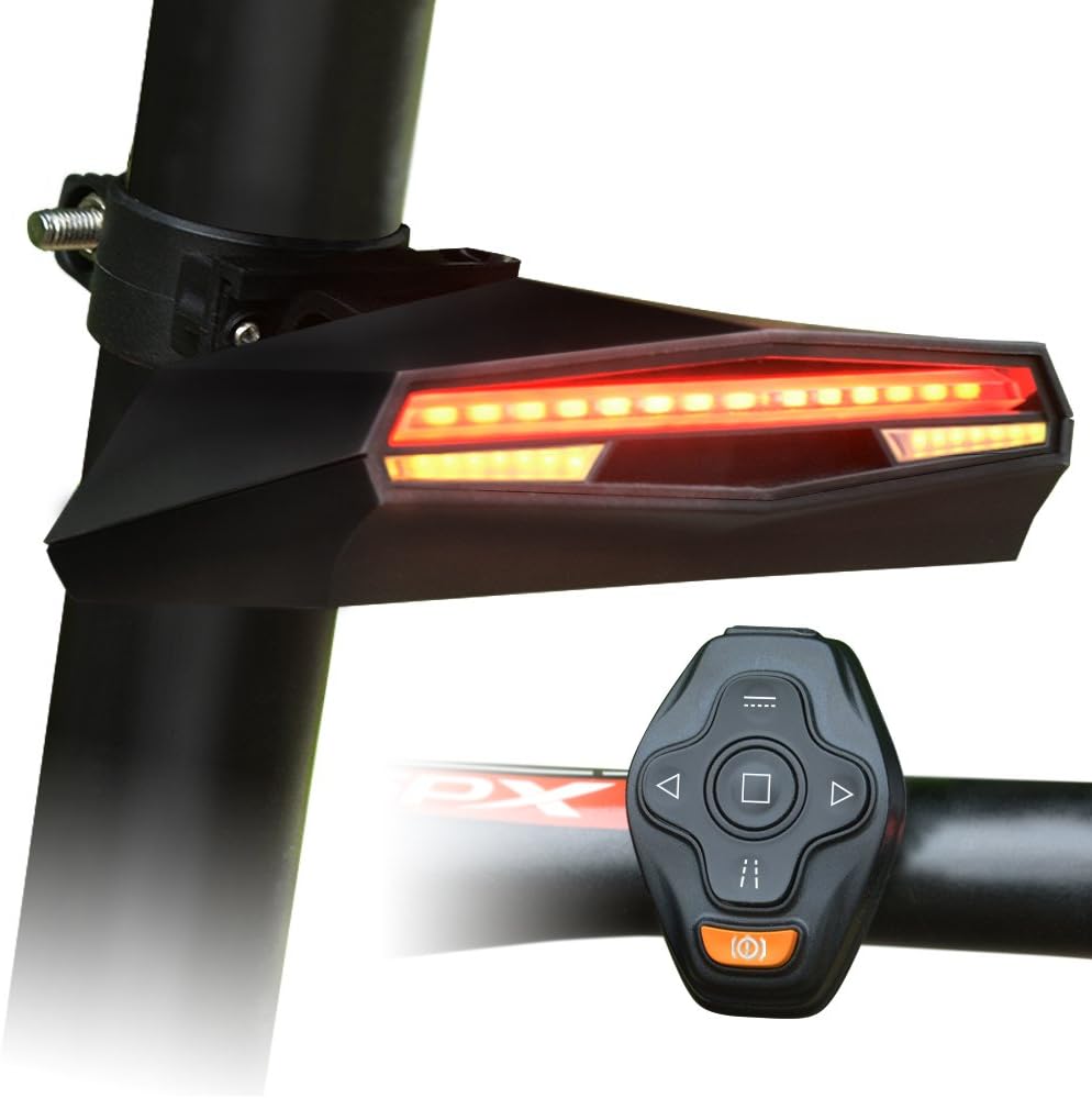 Omnicare Bike Light, USB Rechargeable LED Bicycle Taillights Set, Remote Control Turn Light, Laser Light, Brake Light Bike Safety Rear Light
