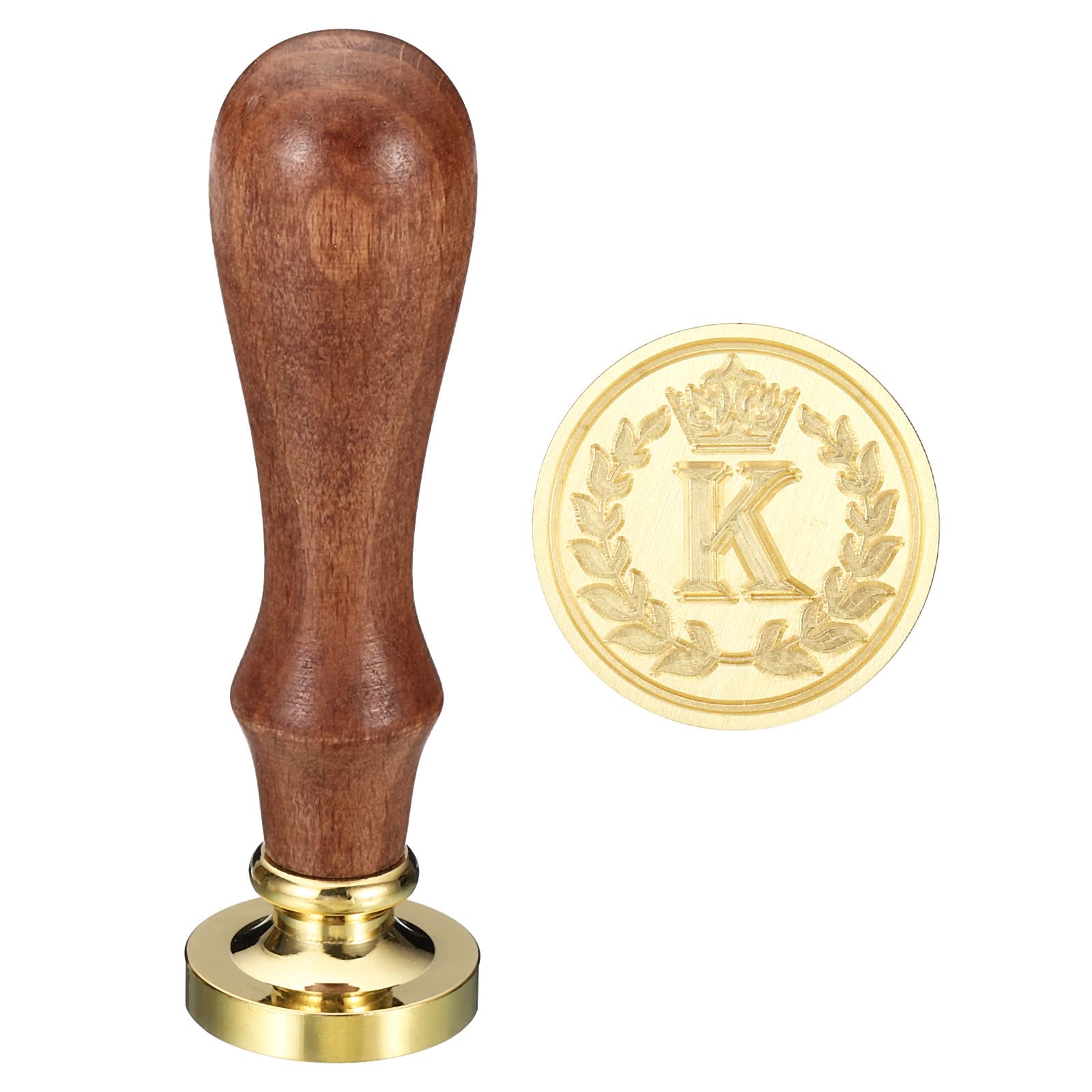 PATIKIL Alphabet K Wax Seal Stamp, Initial Letter Sealing Wax Stamp Classic Retro Removable Brass Head Wooden Handle for Envelope Invitation Cards, Style 4