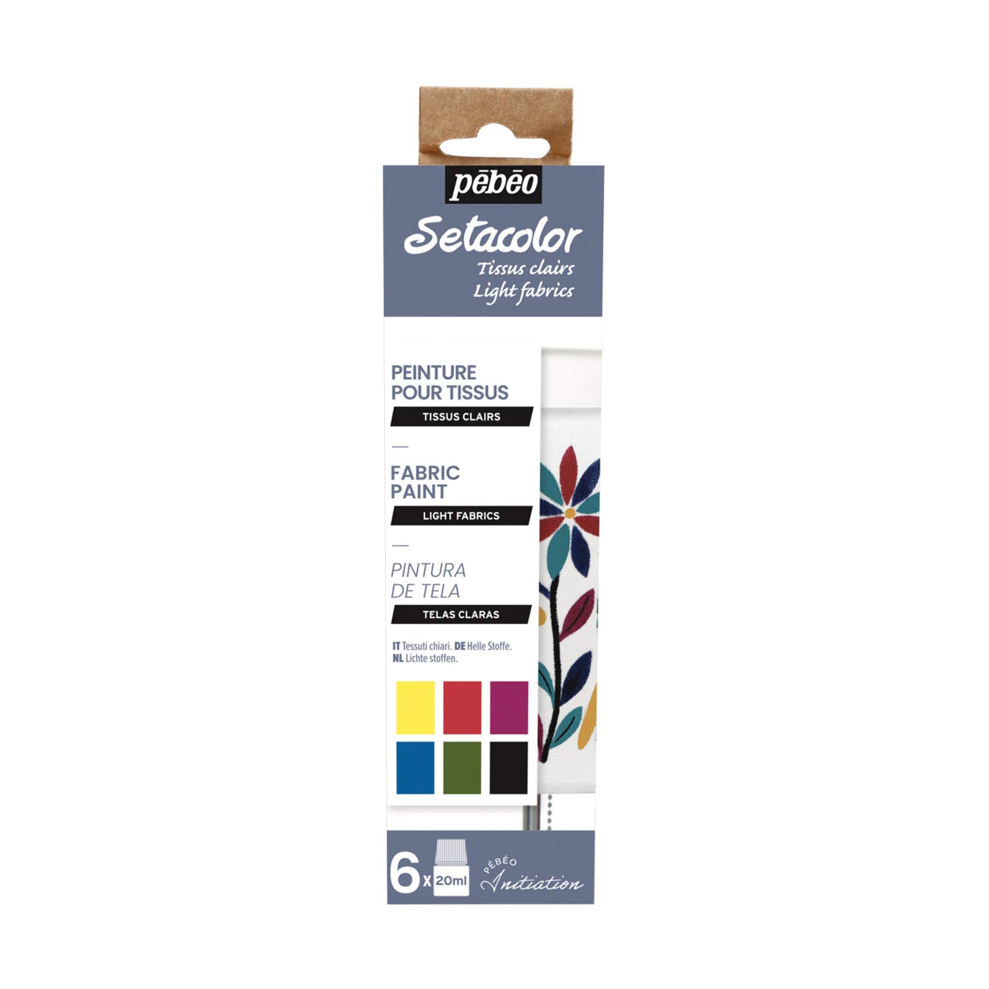 Pébéo - Fabric Paints Starter Set - Light Fabrics - 6 x 20 ml