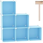 C&AHOME Cube Storage Organizer, 6-Cube Shelves Units, Closet Cabinet, DIY Plastic Modular Book Shelf, Ideal for Bedroom, Living Room, Office, 36.6" L x 12.4" W x 36.6" H Blue UPCS06L