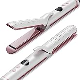 BLUSHMARKS Airflow 2-in-1 Hair Straightener & Curler, Titanium Flat Iron with 360° Cooling Vents for Style Locking | Dual Voltage for Travel, 5 Heat Settings, Auto Off & 15s Fast Heat-Up