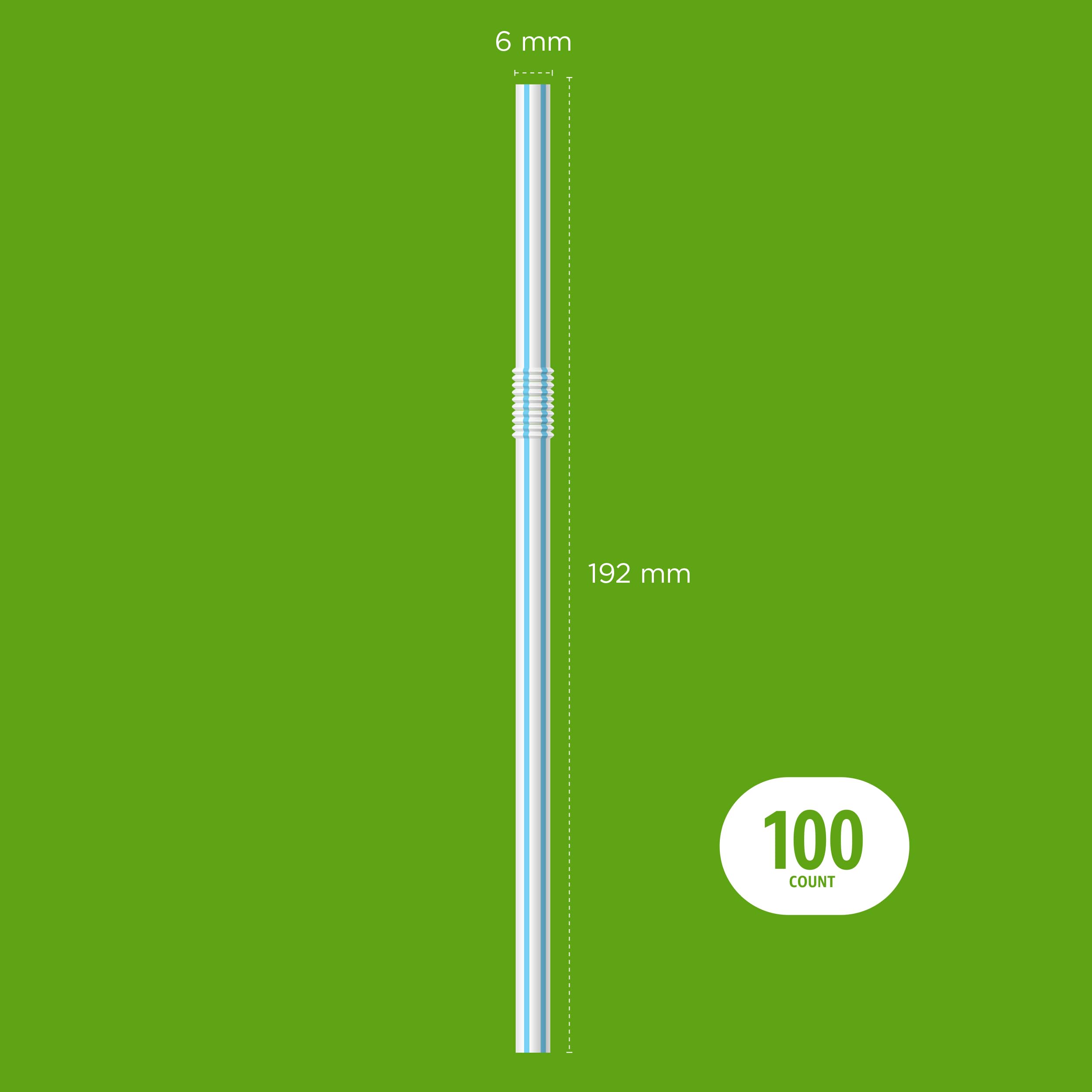 Amazon Basics Disposable Striped Plastic Flex Straws, Assorted Colors, 100 Count, Large Pack - Image 3