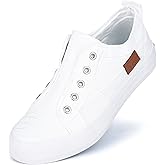 JENN ARDOR Women's Canvas Slip On/Lace up Sneakers Low Tops Fashion Flats Comfortable Casual Shoes for Walking