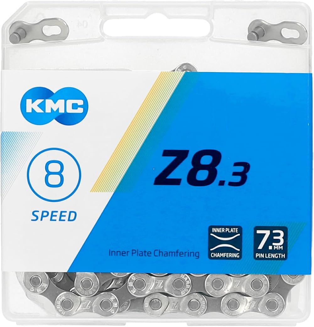 KMC Z8.3 Bike Chain 114 Links 1/2 x 3/32 Smooth Quiet Chamfered Inner Plates