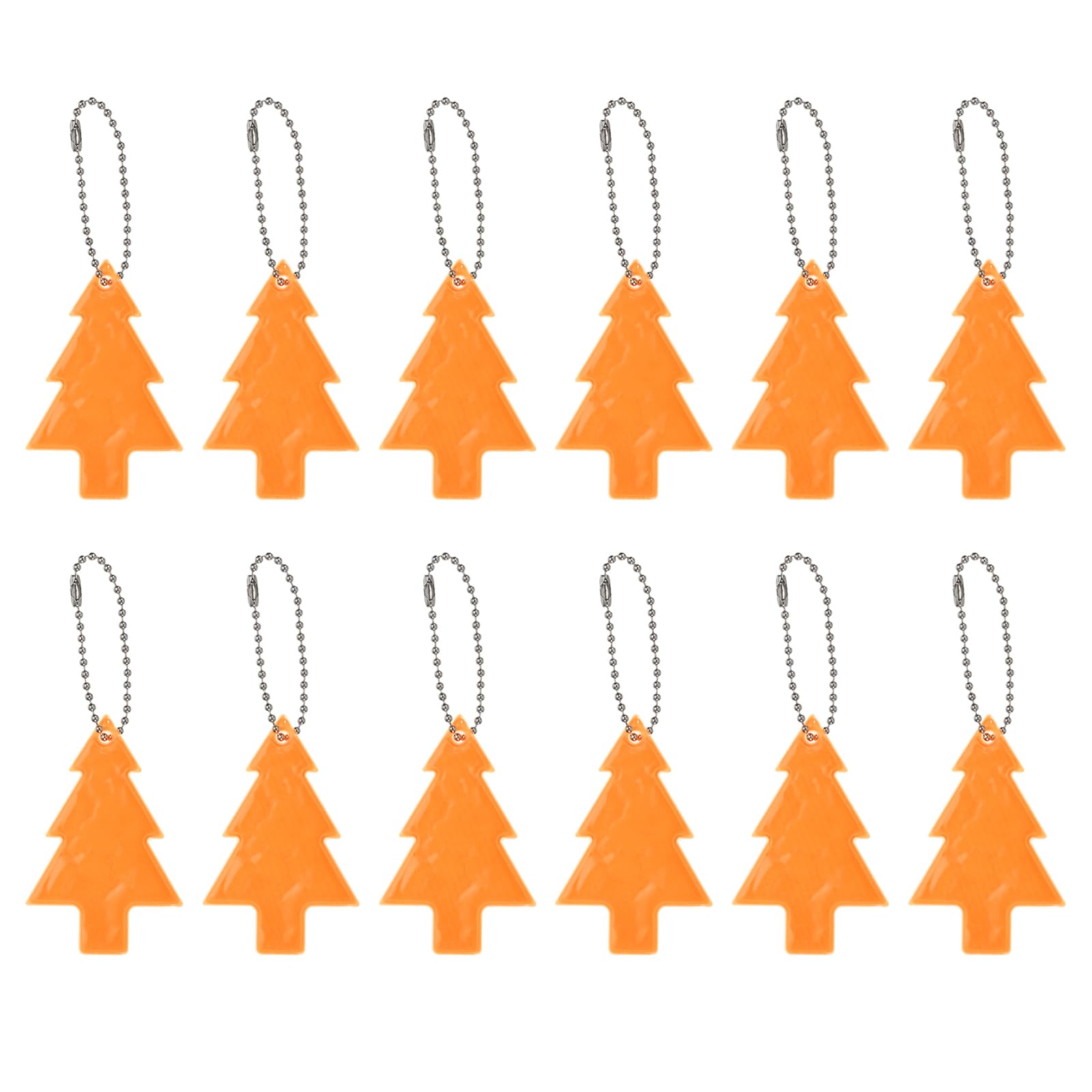 PATIKIL Reflective Keychain Tags, 12 Pack Reflective Pendant PVC High Visibility Reflector Key Ring Safety Reflector for Backpack Cycling Walking, Orange-yellow