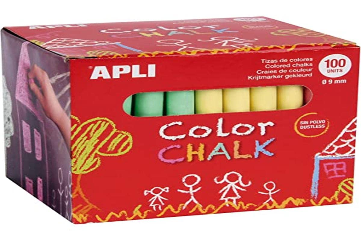 Apli 14575 Box of 100 Chalks Assorted Colours
