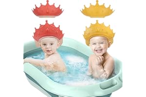 EWINEVER 2PCS Baby Shower Cap for Kids, Adjustable Baby Hair Washing Shield Toddler Visor Hat for Eyes and Ears Protection Shampoo Cap for 0-9 Years Old Children