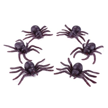 Crazy-Store 6pcs Simulation Spider Jokes Toys PVC Artificial Insect Animal Model (Brown