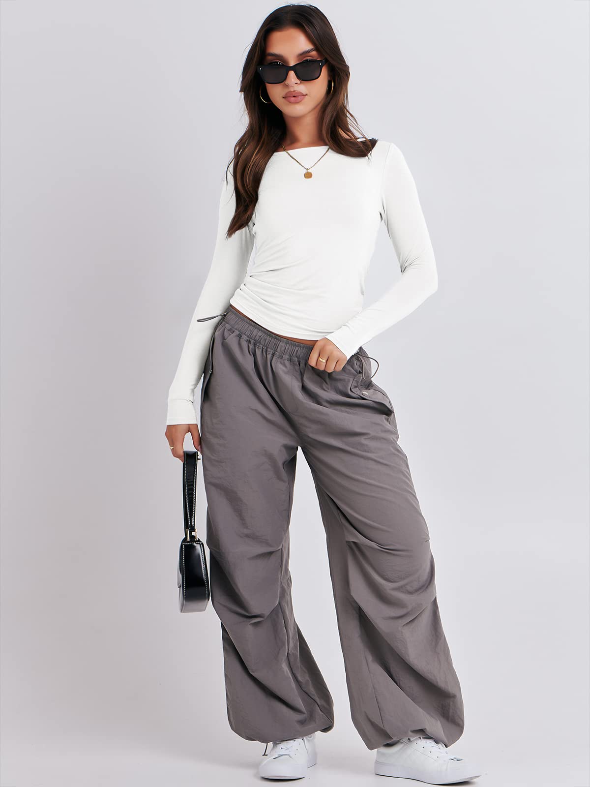 ANRABESS Women’s Long Sleeve Shirts Tight Fitted Going Out Crop Tops Crewneck Basic Tee Y2k Fall Outfits Teens Girls Clothes
