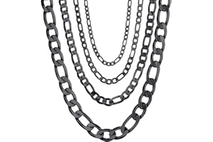 316L Stainless Steel Figaro Chain Necklace for Men/Women, Black/18K Real Gold Plated, 4mm/6mm/9mm/13mm, 14inch to 30inch, Com
