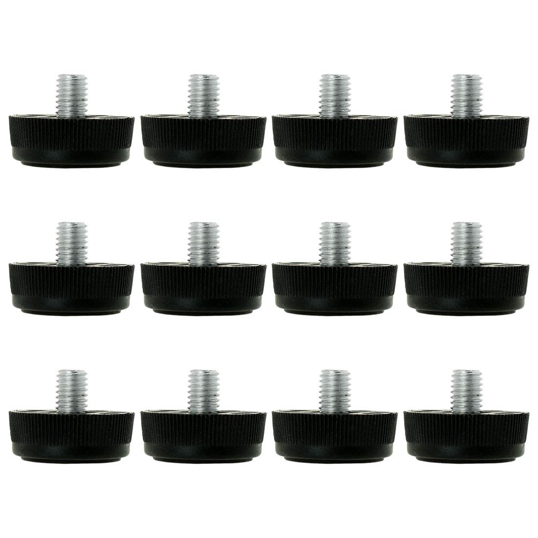 sourcingmap M8 x 10 x 30mm Screw on Furniture Glide Leveling Feet Adjustable Leveler Floor Cover for Table Stool Desk Chair Leg 12 Pack