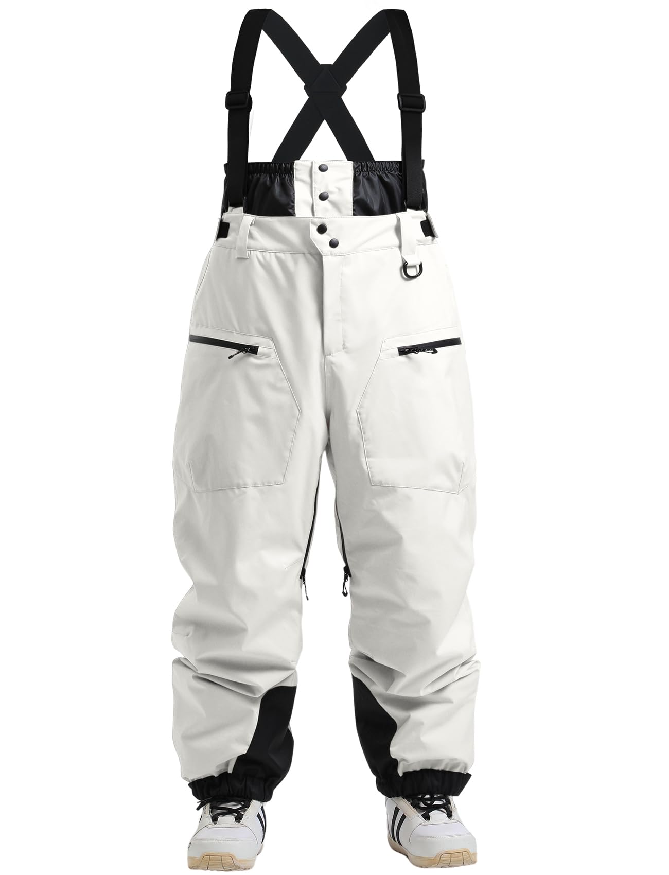 Photo 1 of GSOU SNOW Men Snow Bibs Women Loose Ski Pants Snowboard Overall Insulated Waterproof Windproof Warm Winter Beige XL