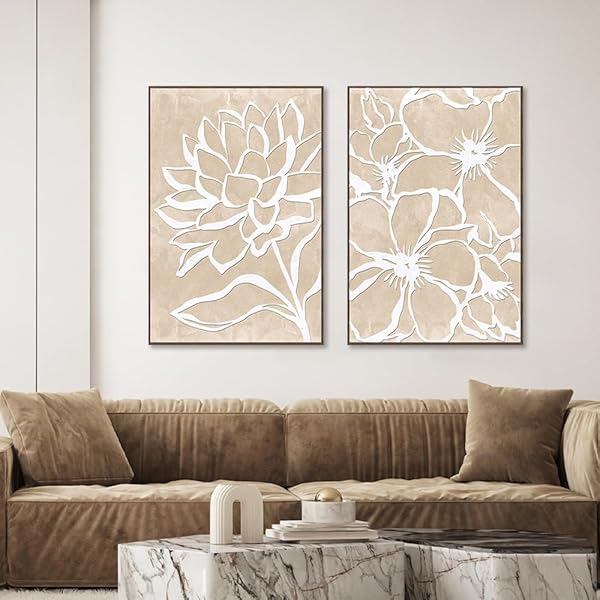 EUROPICART FRAMED FLOWERS CANVAS WALL ART, SET OF 2 WHITE FLORAL PAINTING DECOR 16 X 24 IN