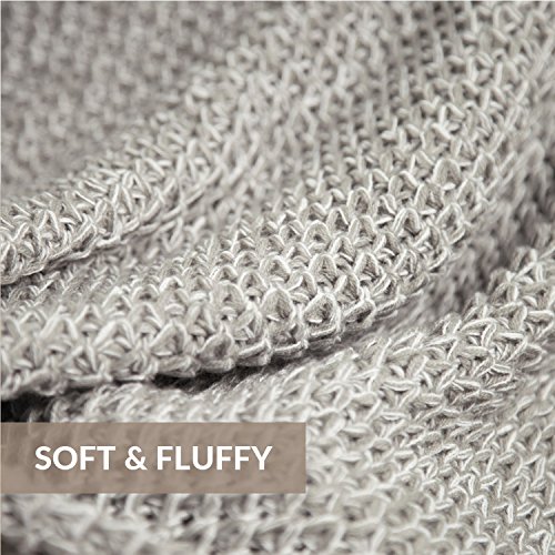 Knitted Throw Blanket Heather Grey for Sofa and Couch, Lightweight, Ultra-Soft Cozy Knit Bed Throws 130x150cm by Bedsure