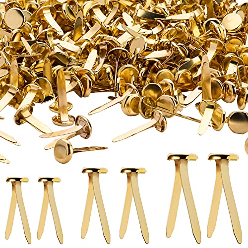 Ferraycle 500 Pieces Mini Brads Fasteners Brass Paper Fasteners Metal Round Pastel Brads for Scrapbooking Crafts DIY Projects 0.5 Inch, 0.7 Inch, 1 Inch(Gold)