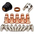 23pcs IPT-60 PT-60 IPT-40 PT40 Plasma Cutting Torch Tip 1.0mm 0.039'' Electrode Shield Cap/Stand-off/Swirl Ring Silver