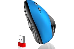 memzuoix Ergonomic Vertical Wireless Mouse - 2.4G Optical Cordless Mice with 3 DPI Levels (800/1200/1600) - Right-Handed Large Size Mouse for Laptop, Mac, PC, Desktop-Blue