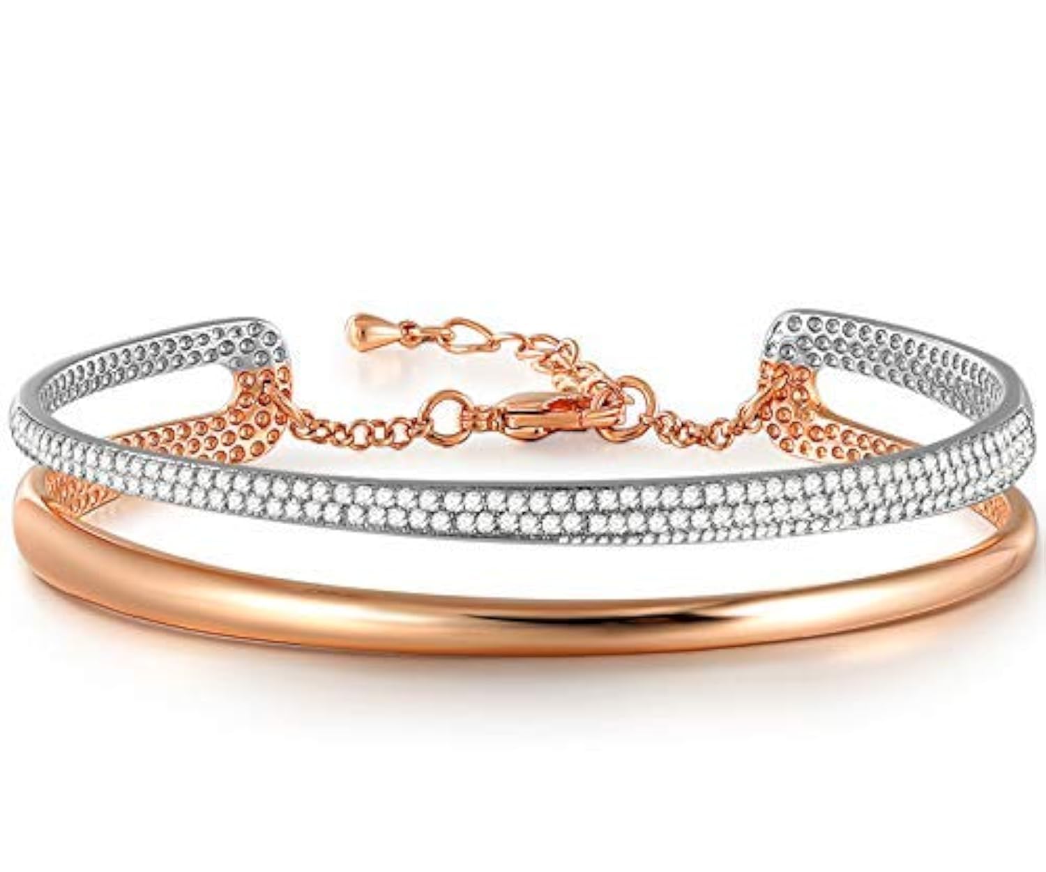 Angelady Silver Bracelet for Women, Rose Gold Crystal Bracelet, Personalised Bangle Bracelet, Birthday Gift, Valentines Day, Women's, Mum, Women's Jewellery, Gift Box, Nickel Rose Gold Silver