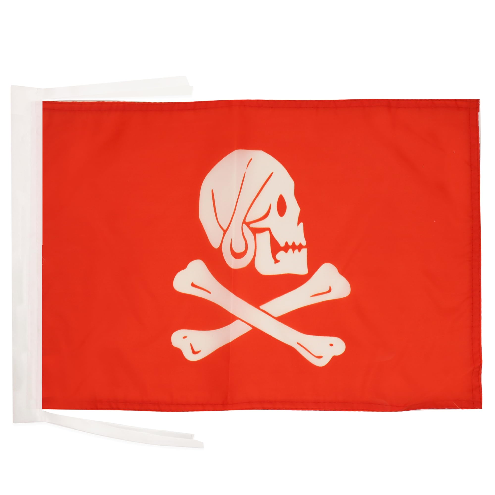 AZ FLAG - Pirate Henry Avery Red Flag - 18'' x 12'' - 100% Polyester skull Pirates Small Banner with Two Cords - Fade Resistant - Vivid Colors - 18x12 in - 45x30 Cm