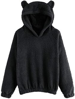 Bear Ear Fuzzy Hoodie Sweatshirt 