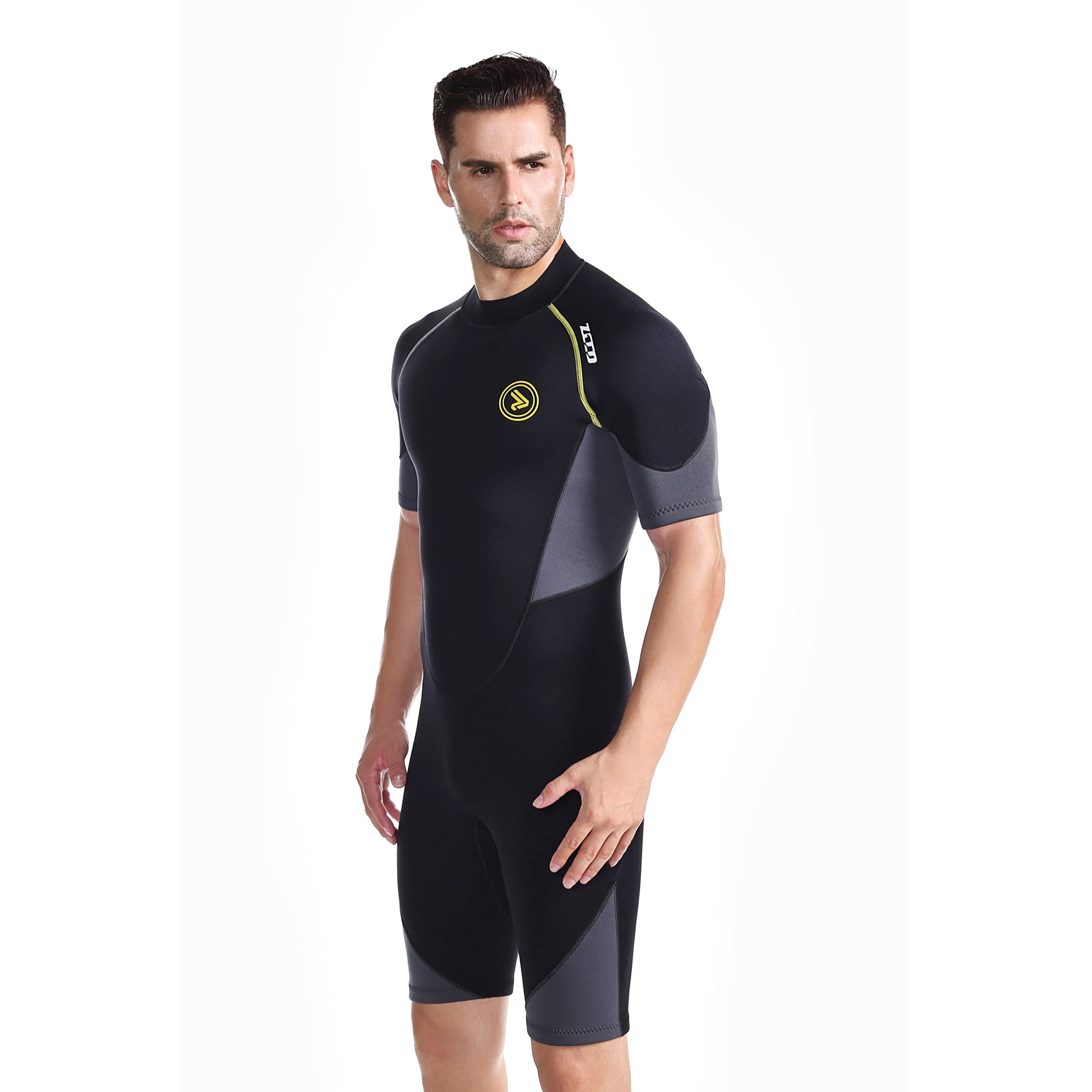 ZCCO Men's Shorty Wetsuits 1.5mm Premium Neoprene Back Zip Short Sleeve for Scuba Diving,Spearfishing,Snorkeling,Surfing,XL