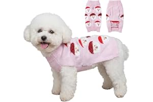 LUBOT New Ugly Christmas Sweaters for Puppy Cute Funny Wintertime and Holiday Parties Knitted Pullover Sweater Santa Small Dog Pink Santa Medium
