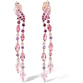 Santuzza 925 Sterling Silver Ombre Linear Earrings Glass Cubic Zirconia Stud Earrings for Women