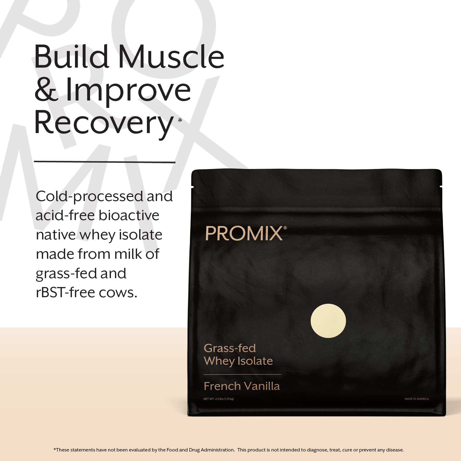 Promix Whey Protein Isolate Powder, Vanilla 2.5lb Bulk GrassFed