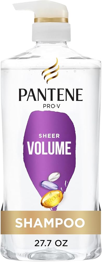 Pantene Shampoo, Sheer Volume - 72-Hour Fullness, Lightweight Nourishment with Pro-Vitamin B5 + Antioxidants, Fine, Thin, Col