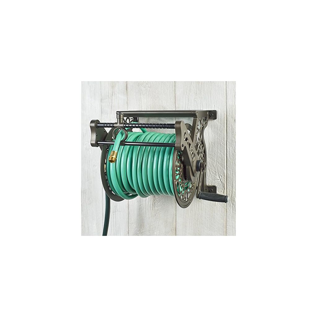 Liberty Garden Decorative Cast Aluminum Wall Mount Garden Hose Reel