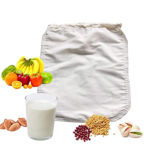 Organic Cotton Nut Milk Bag2 Pack Almond Milk Bagreusable Yogurt Strainer Cheesecloth Strainer Natural Soy Milk Maker Organic Cotton 12x12