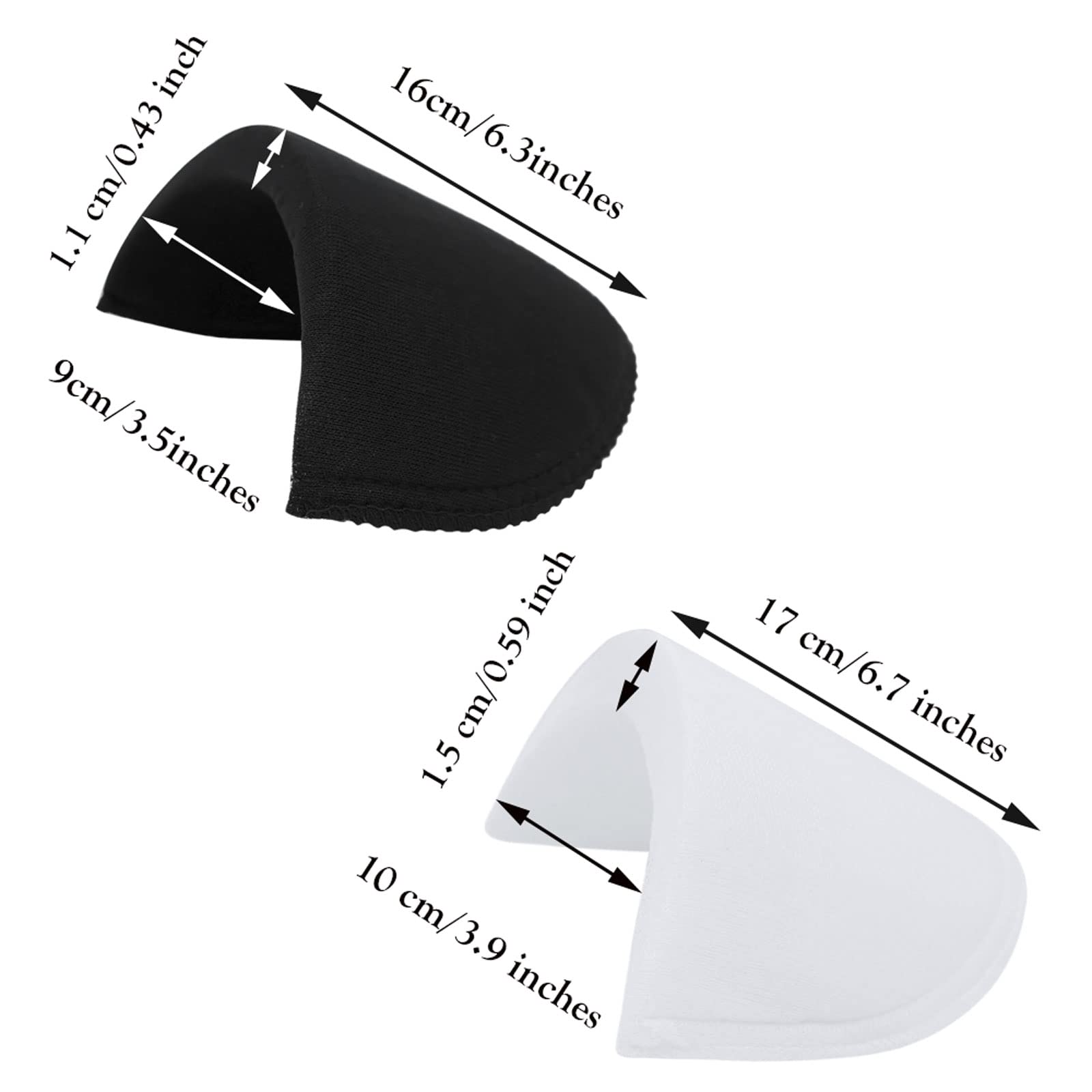 LhyBtm 4 Pairs Covered Set-in Shoulder Pads Sewing Foam Pads Sponge Shoulder Pad Shoulder Enhancer for Women Men Blazer Suit Coat Jacket Clothes Sewing Accessories (2 Black + 2 White)