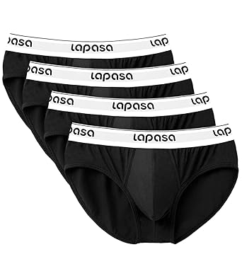LAPASA Herren Slips, 4er Pack Herren Hip Brief, Baumwolle – weich und luftig, Herren Baumwolle Unterhose, Herren Baumwolle Sl