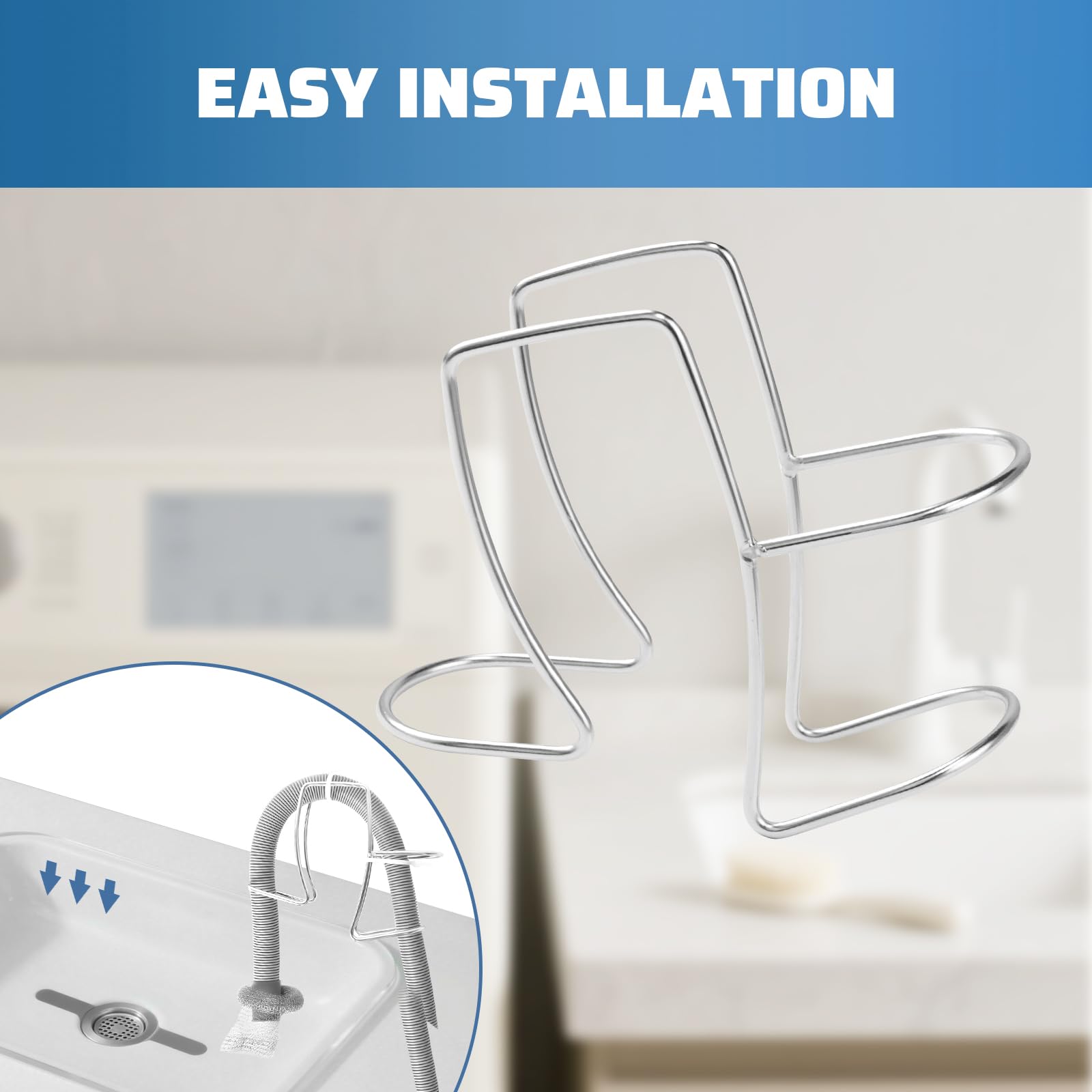 Washing Machine Drain Hose Holder, 304 Stainless Steel Adjustable Washer Drain Hose Holder, Universal Utility Sink Hose Clamp Fits All Tub Hose (0.1X5.3X5.5in)